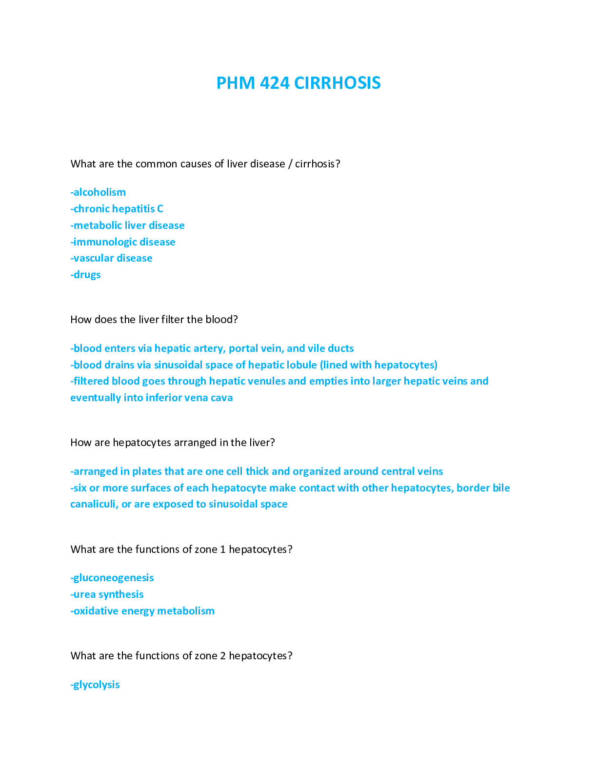 Preview image of PHM 424 CIRRHOSIS EXAM document